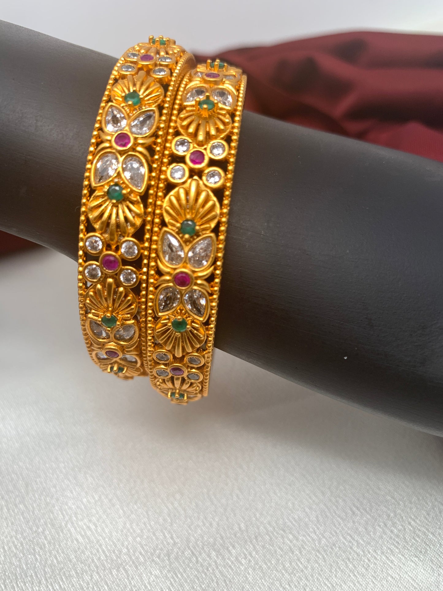 Multi Stone Matte Finish Bangle