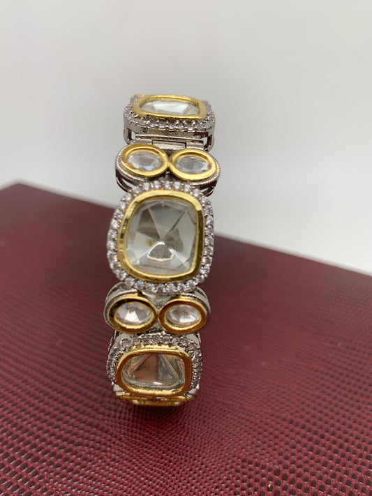 Moissanite uncut Diamond Finish Openable Kada