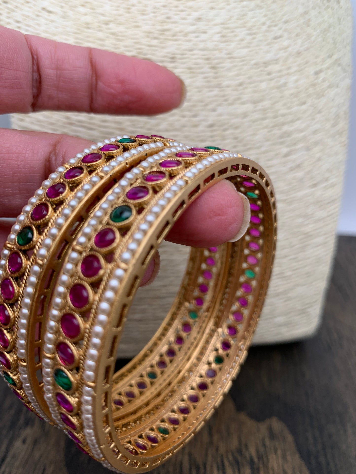 Red Green Kemp Pearl Matte Finish Bangle