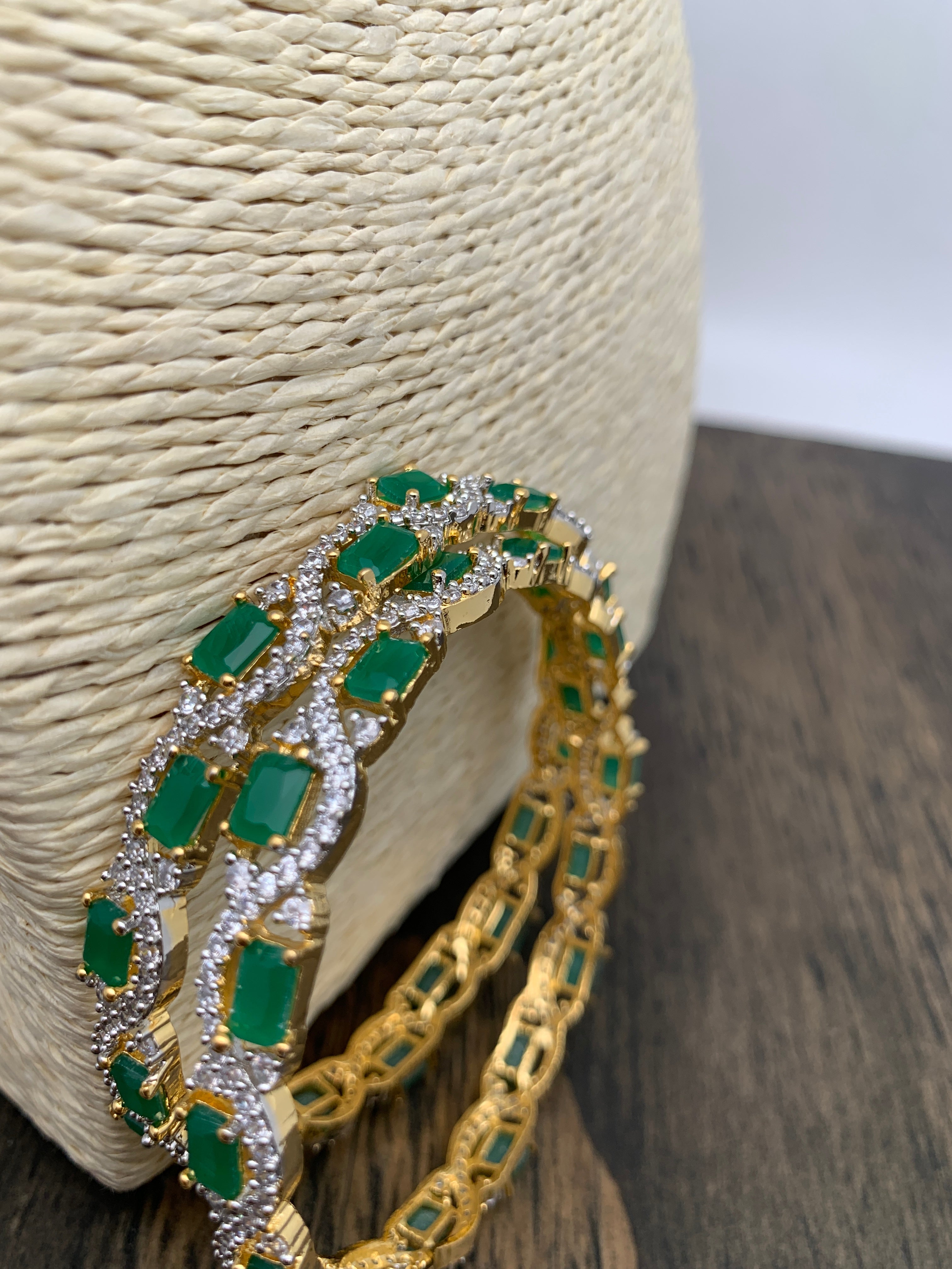 Emerald stone bangles sales