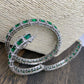 AD Emerald Green Stone Silver Polish Openable Bangles