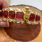 Kundan Carved Pink Stone Openable Kada Bangle