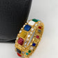 Kundan Carved Multi Stone Openable Kada Bangle