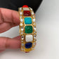 Kundan Carved Multi Stone Openable Kada Bangle