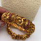 Nakshi Peacock Red Stone Premium Matte Finish Openable Bangles