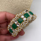 Cluster Pearl Green Stone Kundan Openable Kada