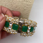 Cluster Pearl Green Stone Kundan Openable Kada