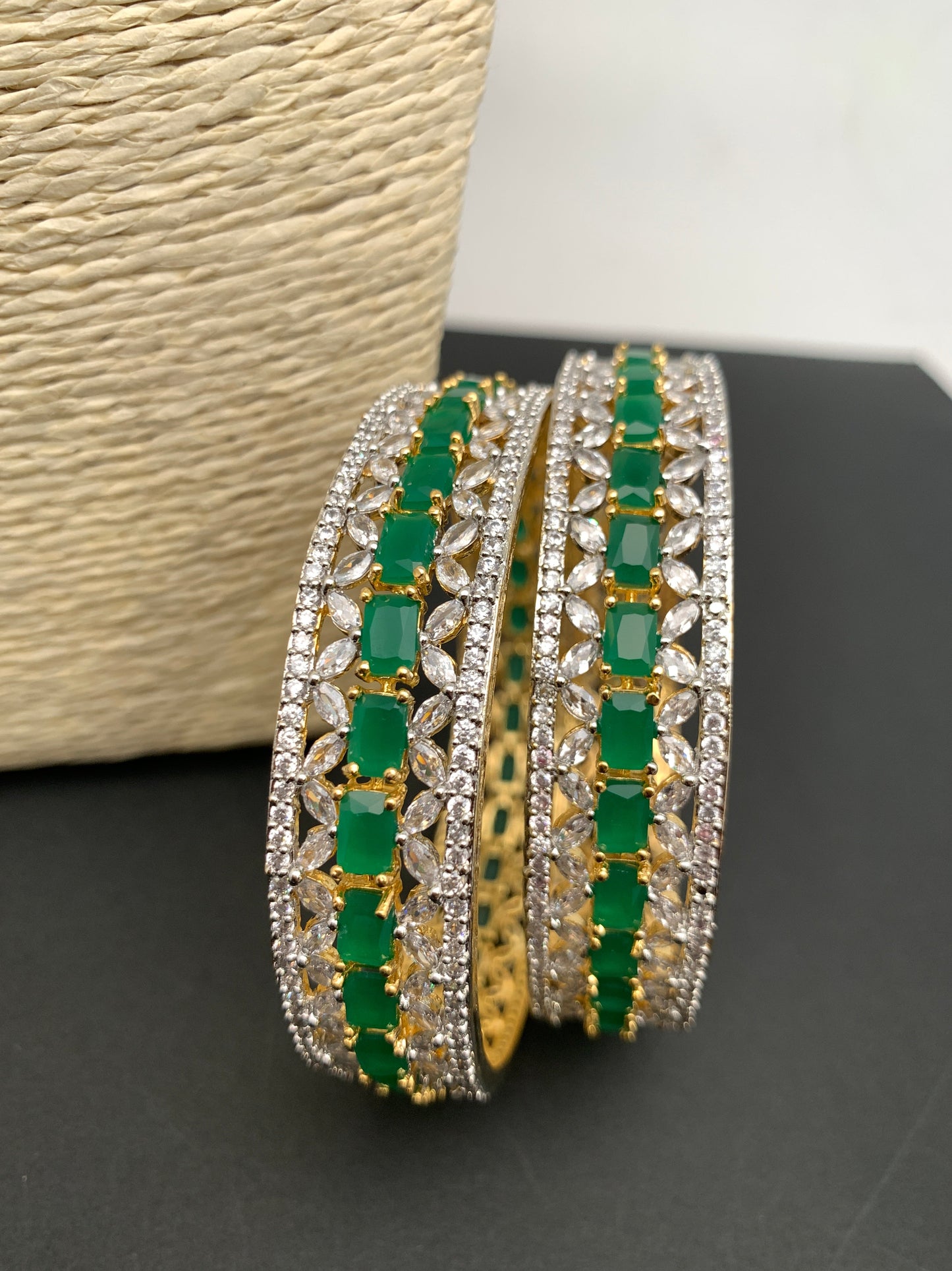 AD Green Stone Bangles
