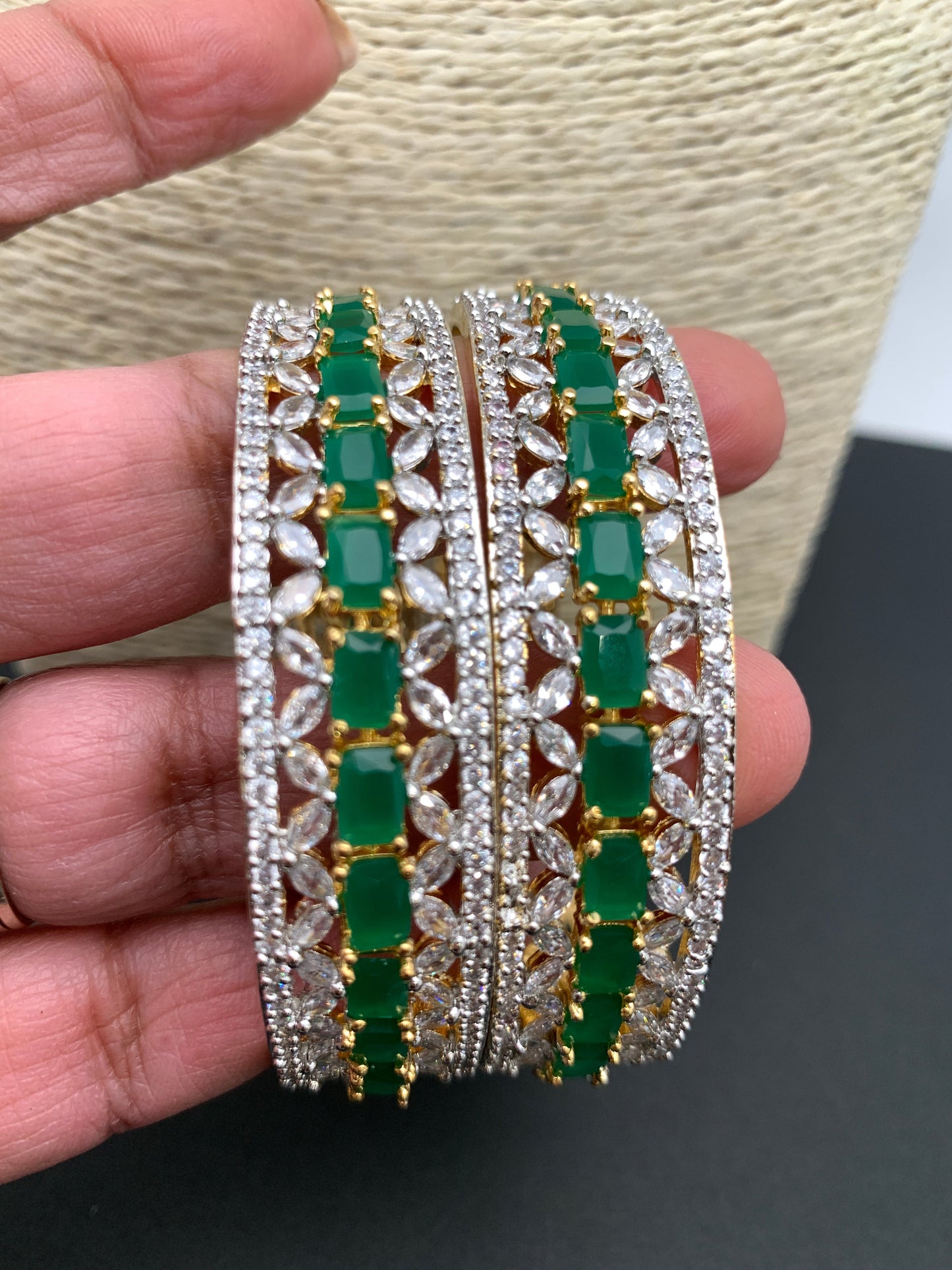 AD Green Stone Bangles