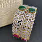 AD Red Green Stone Bangles