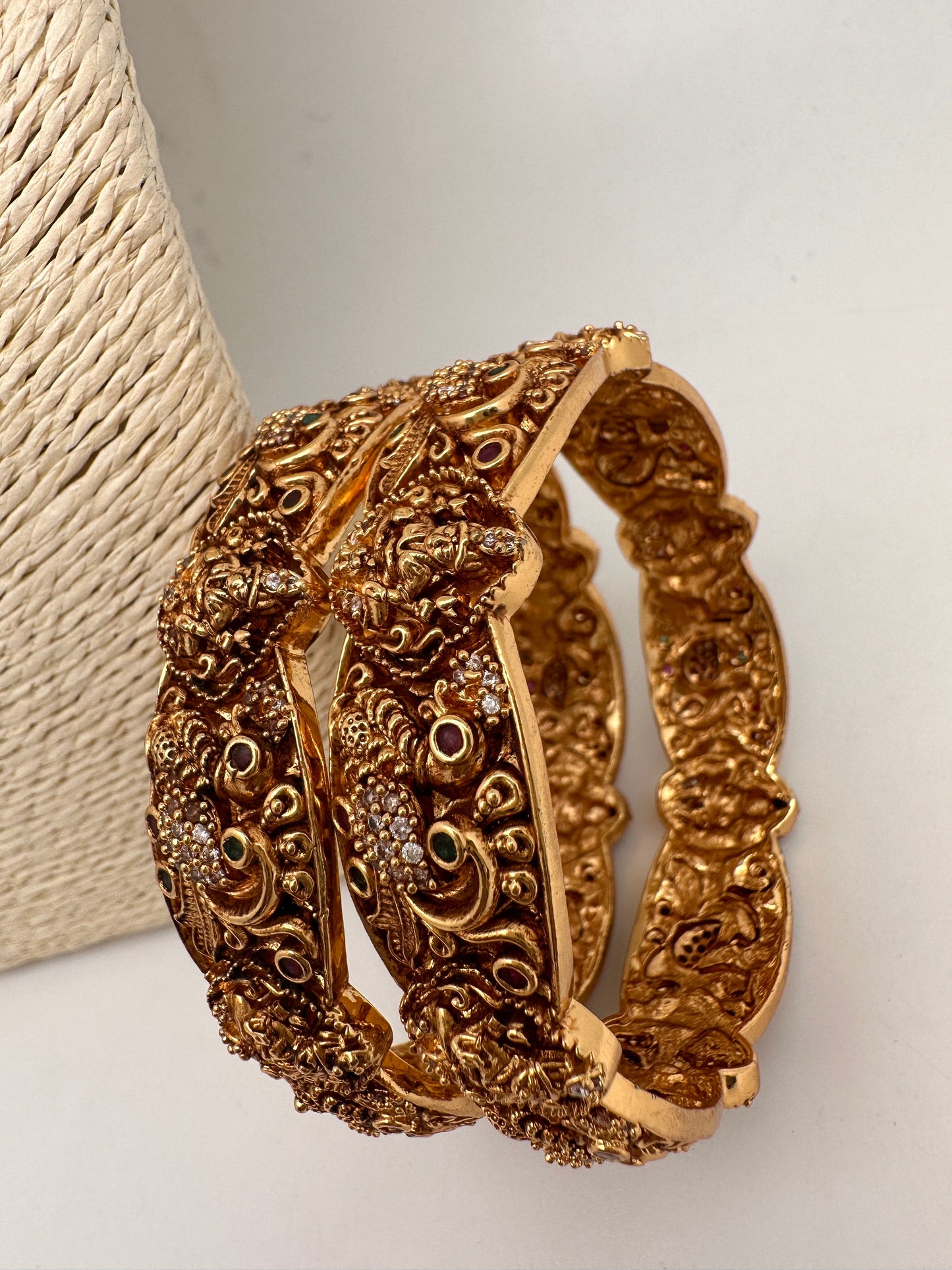 Goddess Lakshmi Peacock Nakshi Matte Finish Bangles