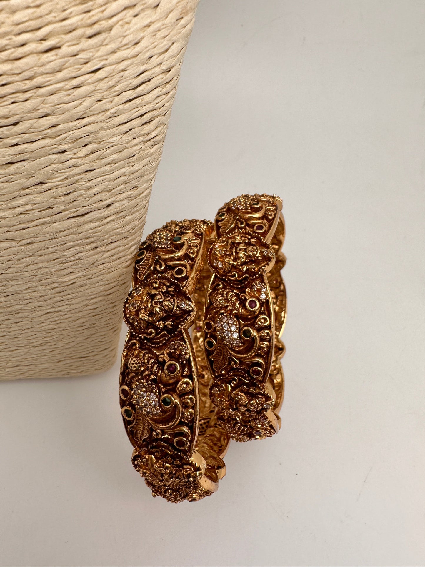Goddess Lakshmi Peacock Nakshi Matte Finish Bangles