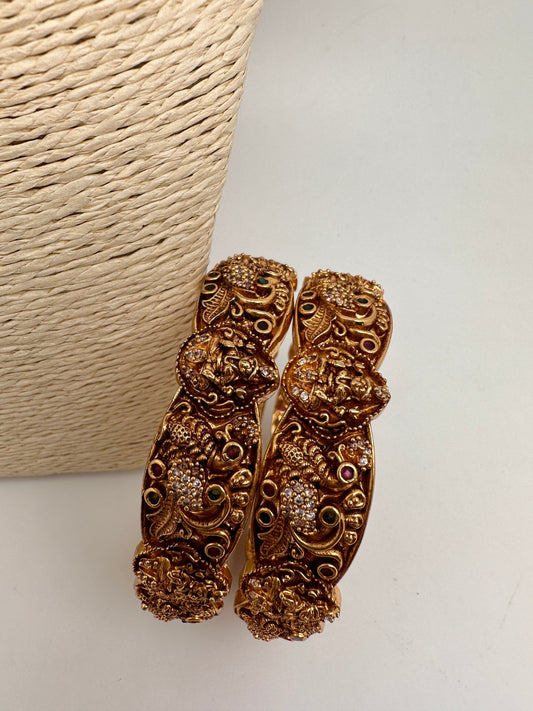 Goddess Lakshmi Peacock Nakshi Matte Finish Bangles