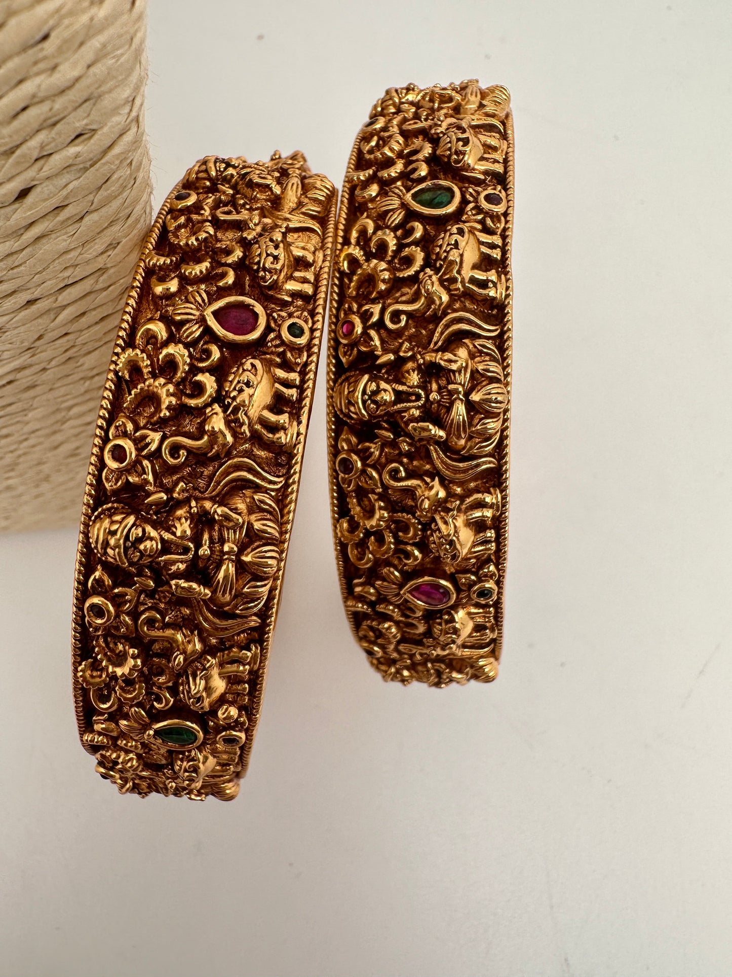 Goddess Lakshmi Elephant Nakshi Matte Finish Bangles