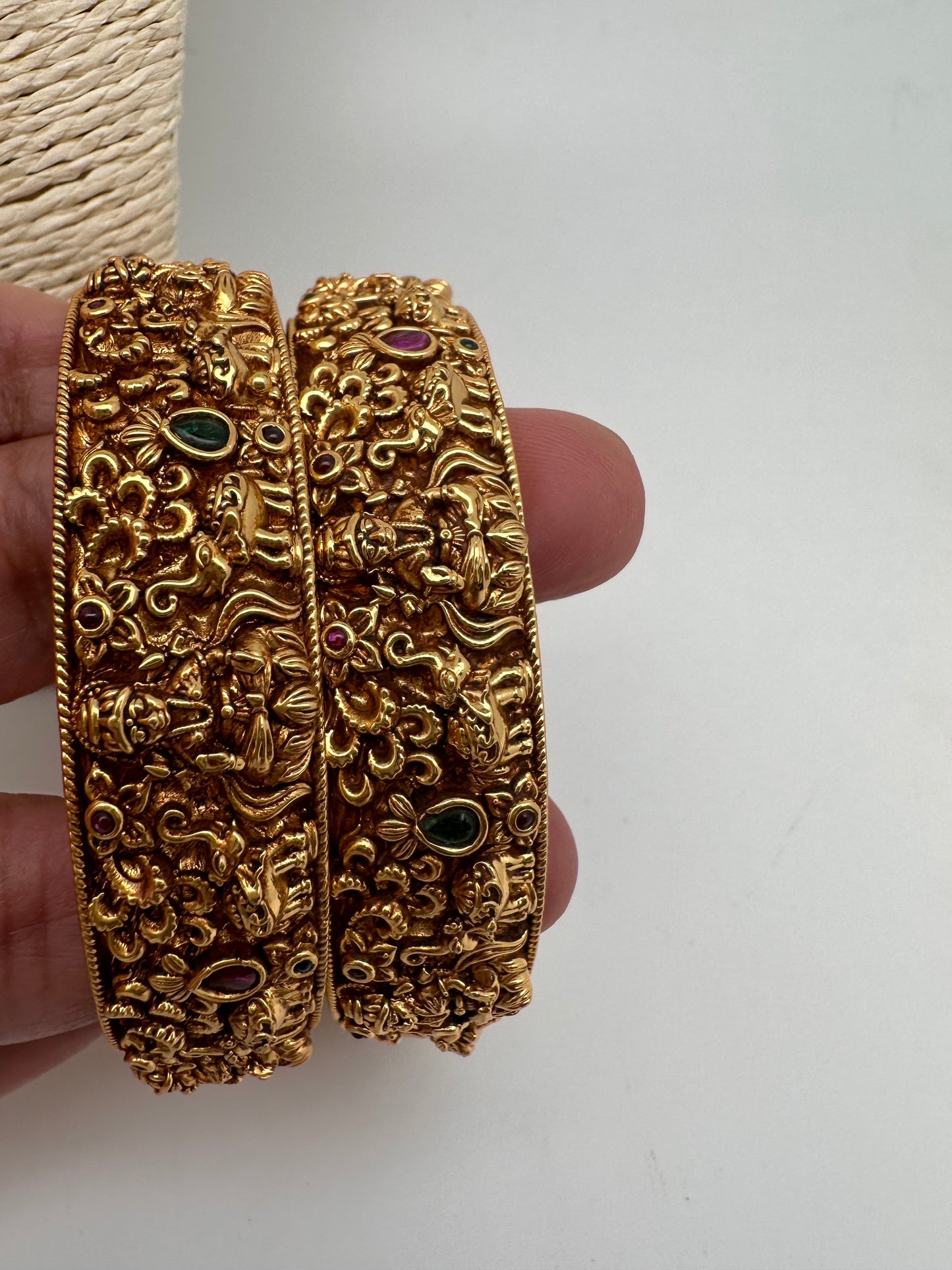 Goddess Lakshmi Elephant Nakshi Matte Finish Bangles