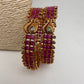 Red Stone Peacock Matte Finish Bangles