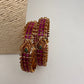 Red Stone Peacock Matte Finish Bangles