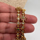 AD Red Green Multi Stone Floral Matte Finish Bangles