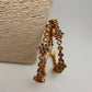 AD Red Green Multi Stone Floral Matte Finish Bangles