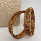 AD Red Green Stone Goddess Lakshmi Matte Finish Bangles