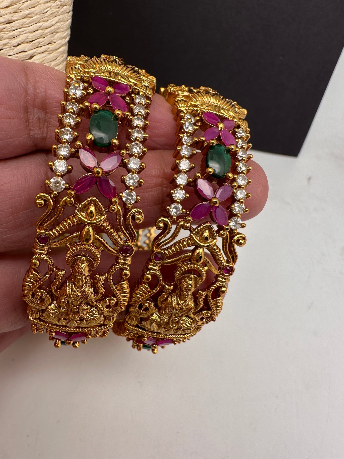 Goddess lakshmi Matte Multi Stone Bangles