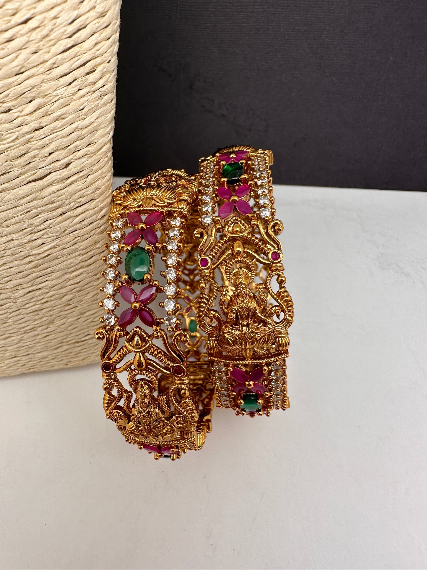 Goddess lakshmi Matte Multi Stone Bangles