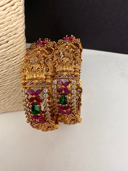 Goddess lakshmi Matte Multi Stone Bangles