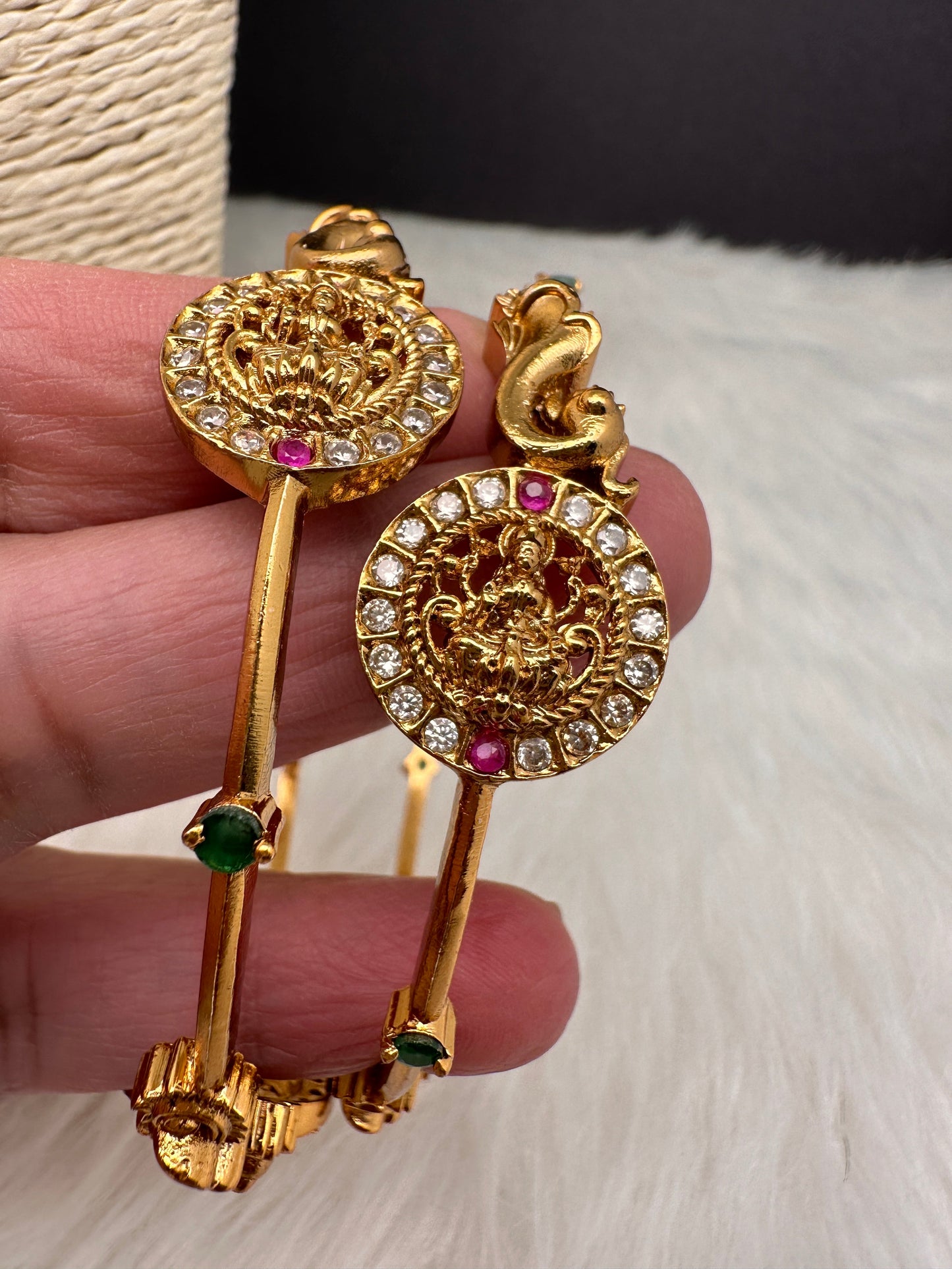 Goddess lakshmi Matte Multi Stone Bangles