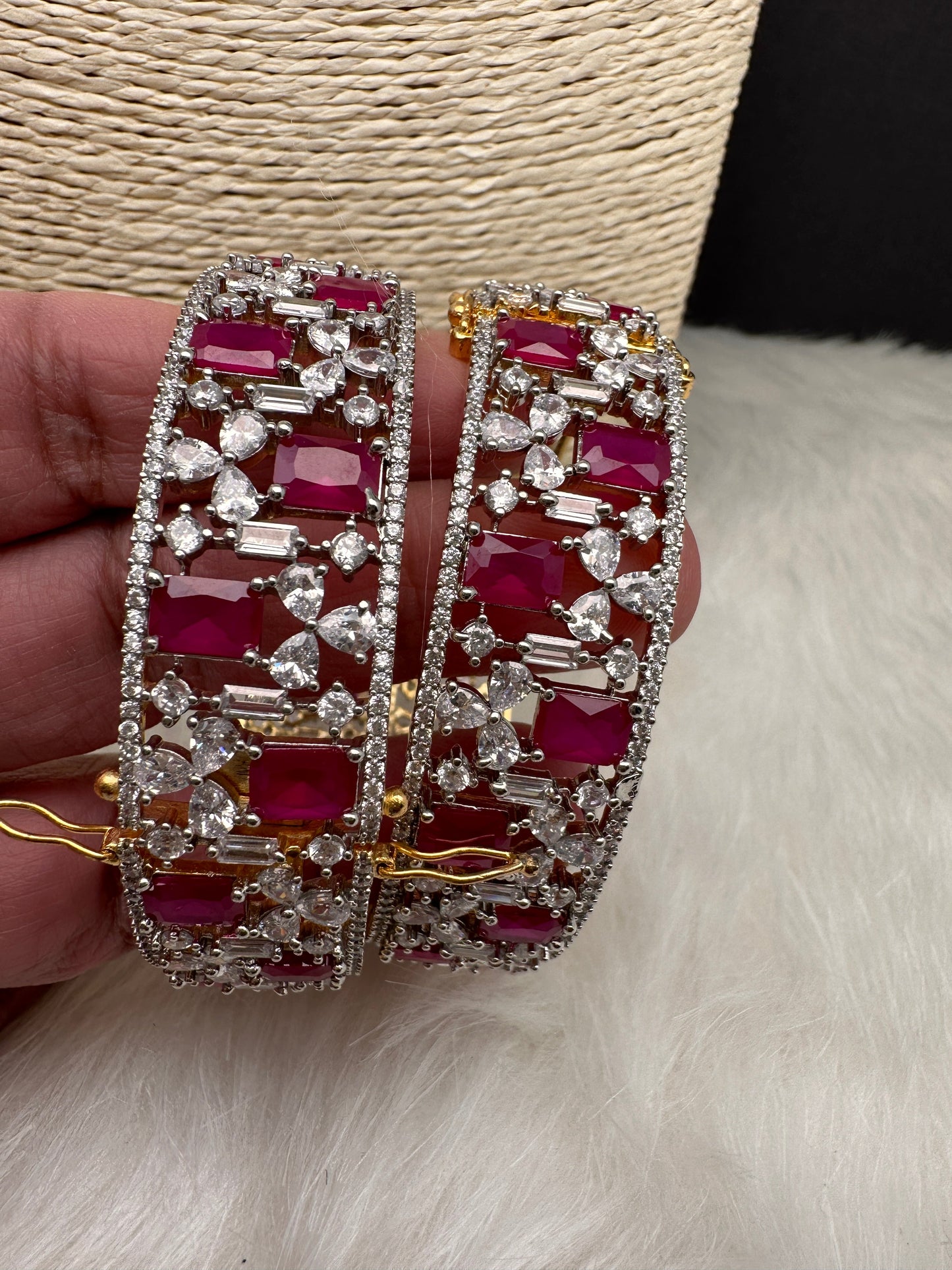 AD Red Stone Openable Bangles