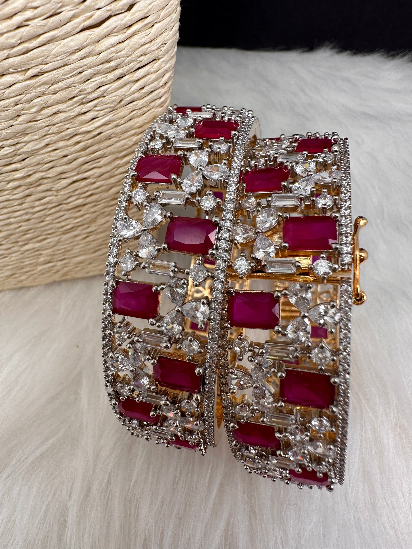 AD Red Stone Openable Bangles