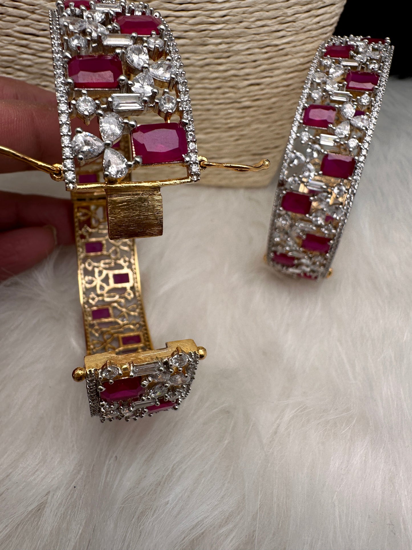 AD Red Stone Openable Bangles