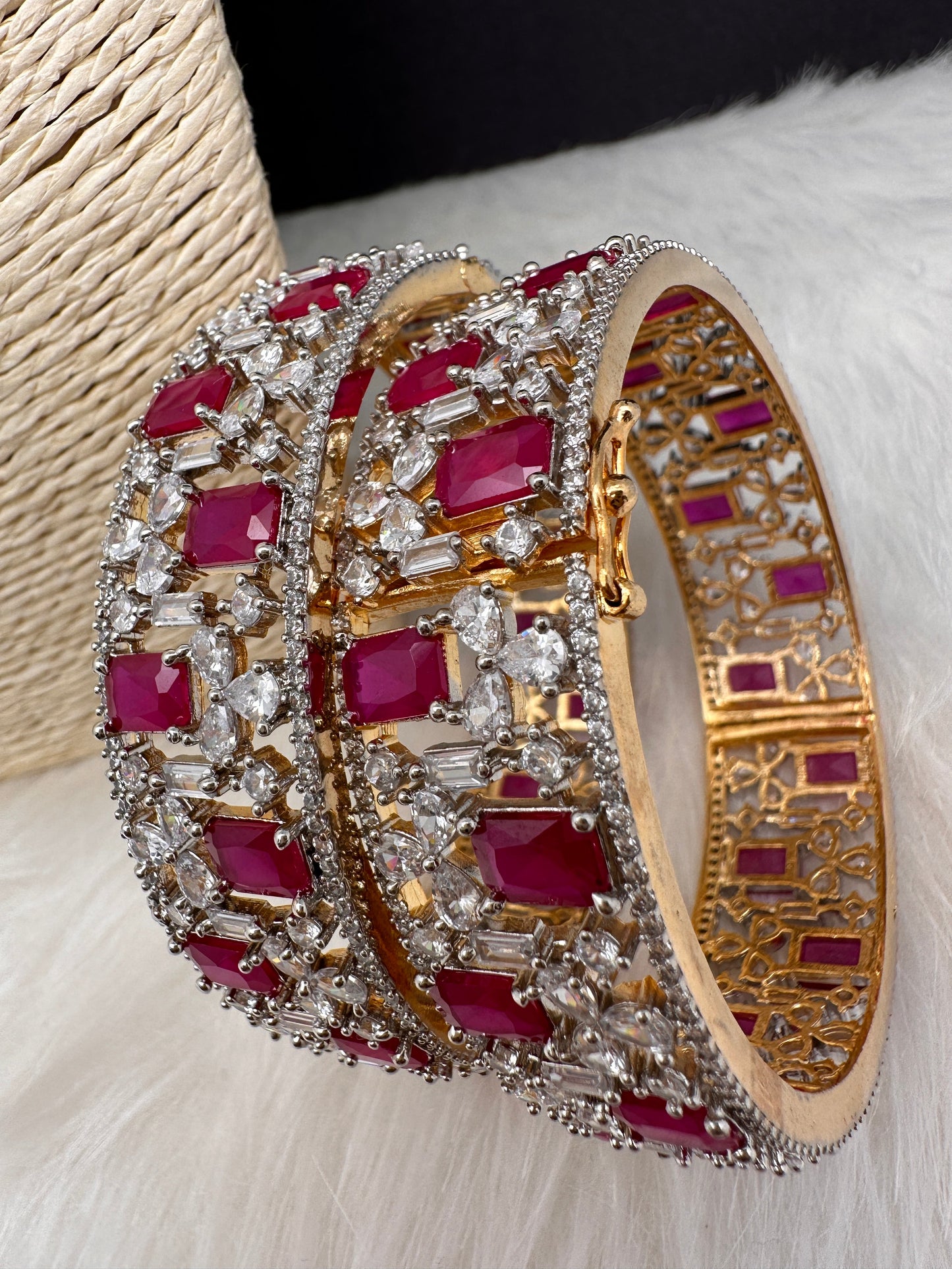 AD Red Stone Openable Bangles