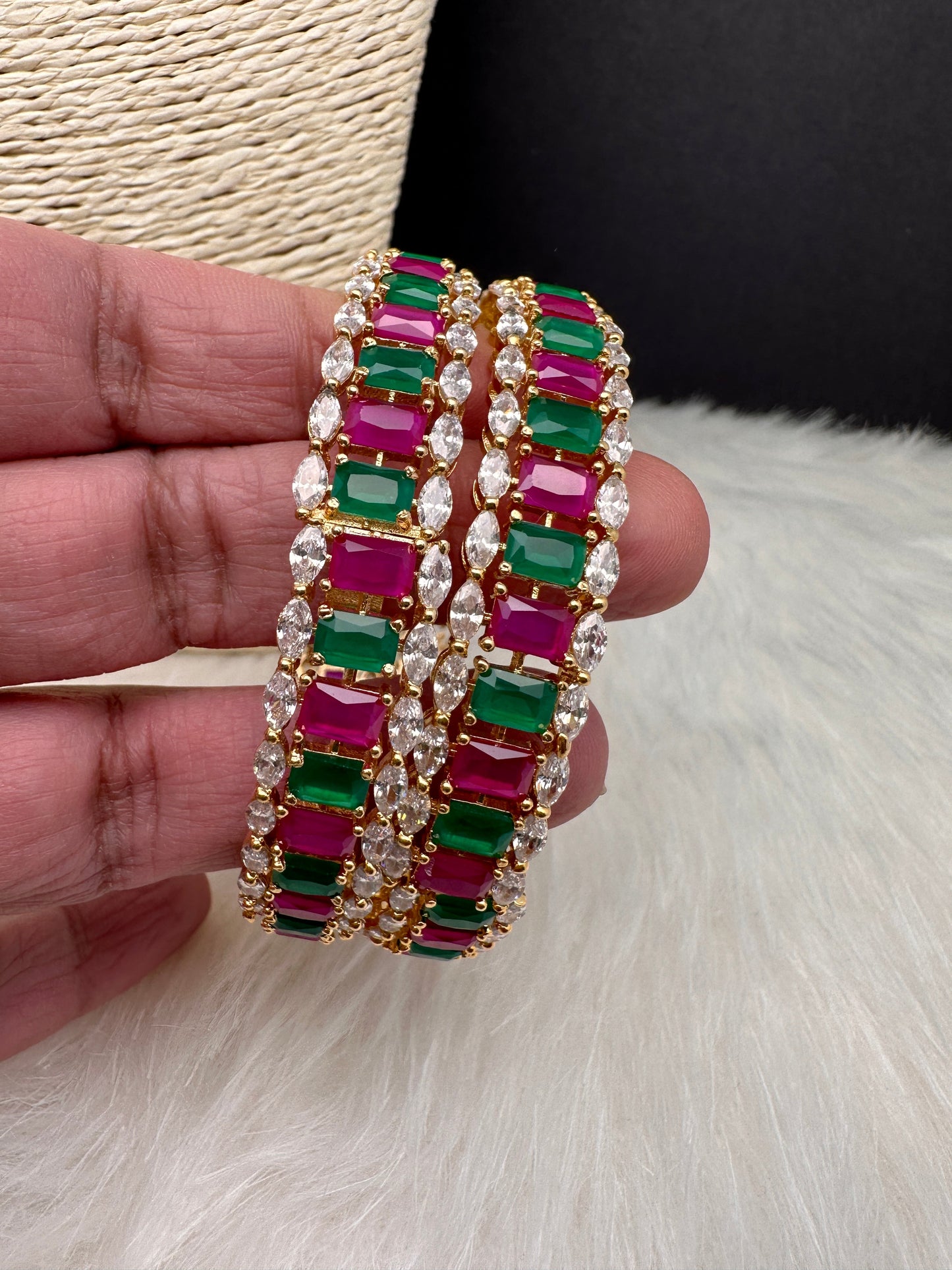 Multi Stone Openable Bangles