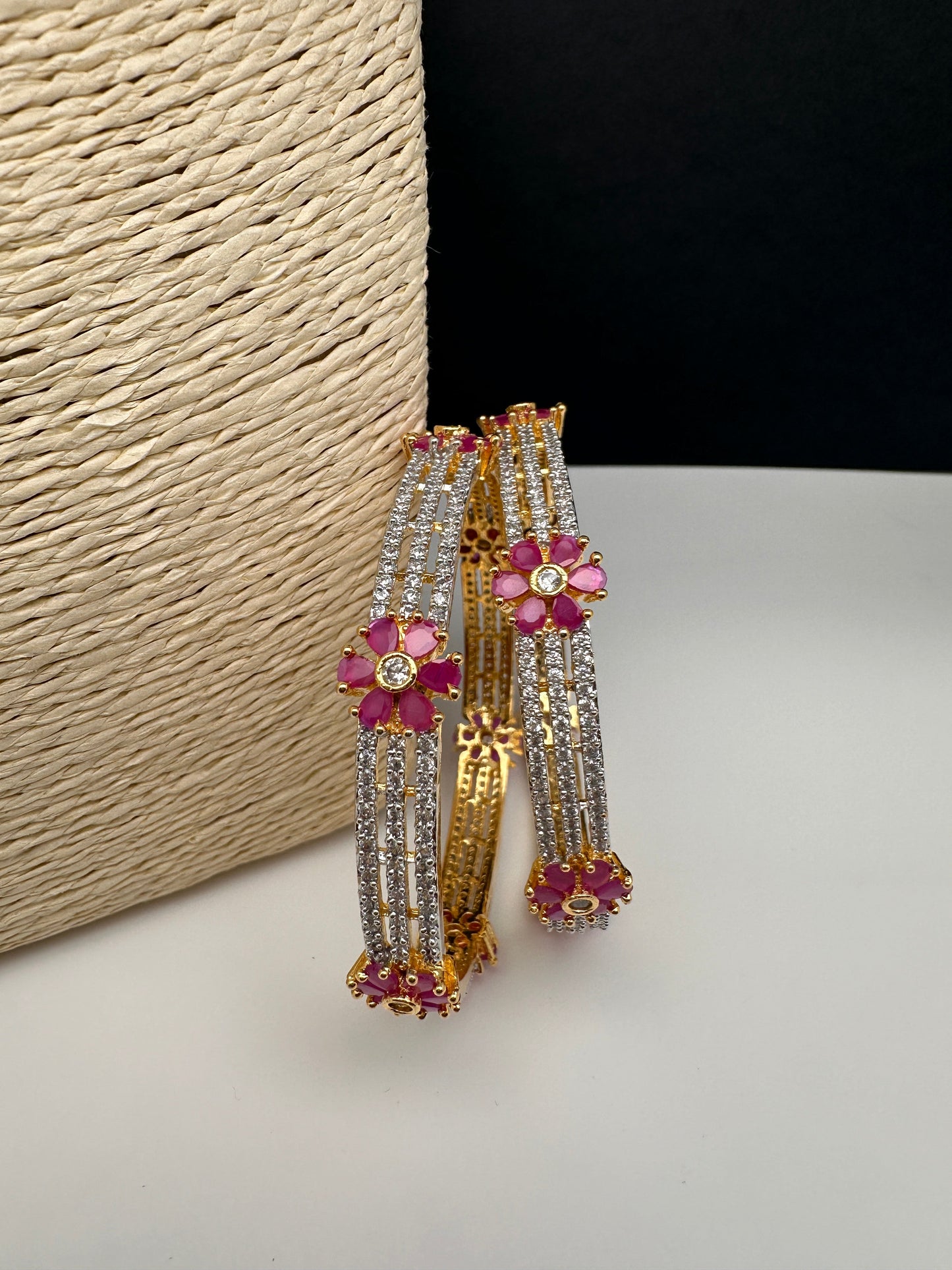 American Diamond Ruby Bangles