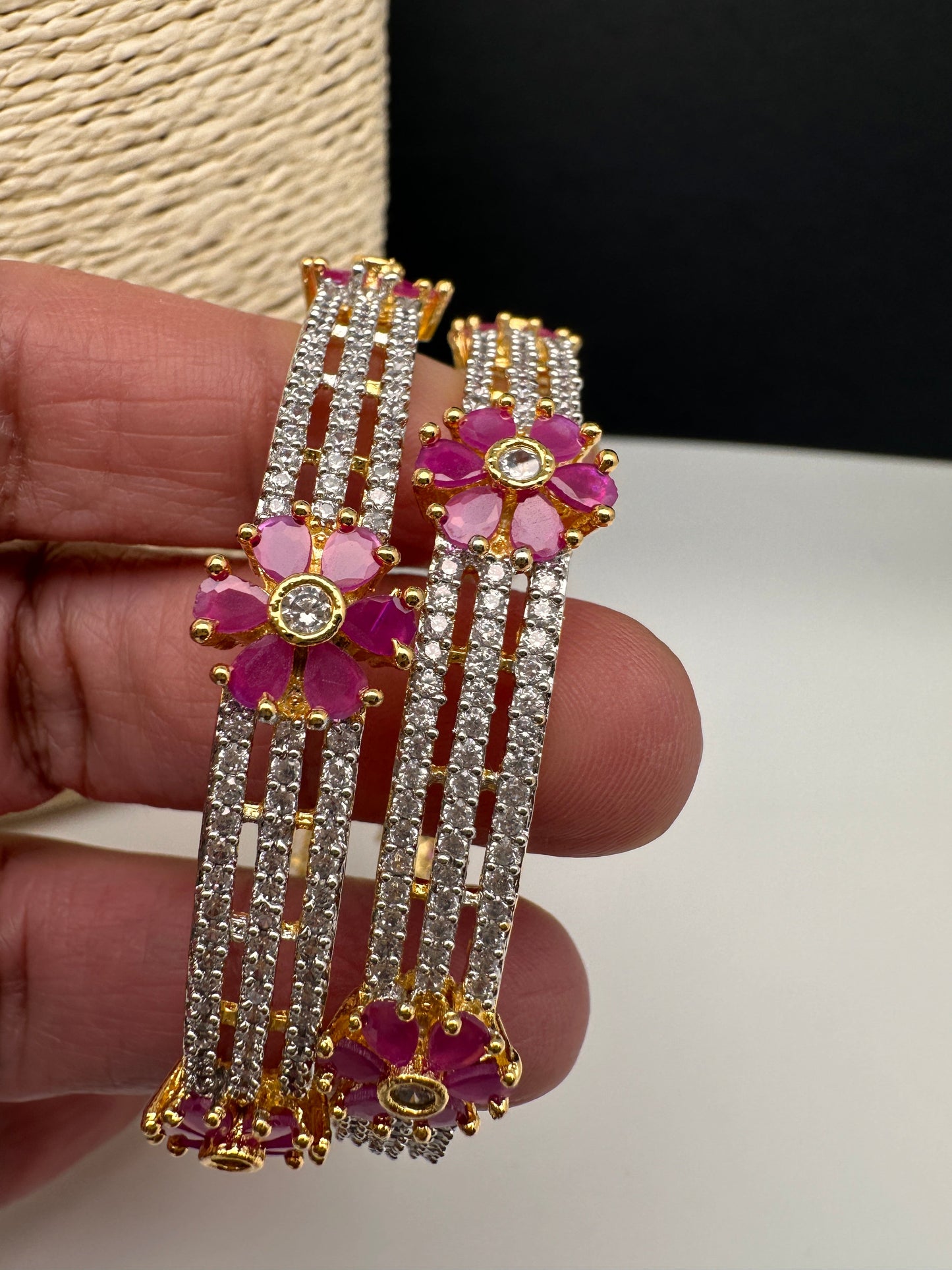 American Diamond Ruby Bangles