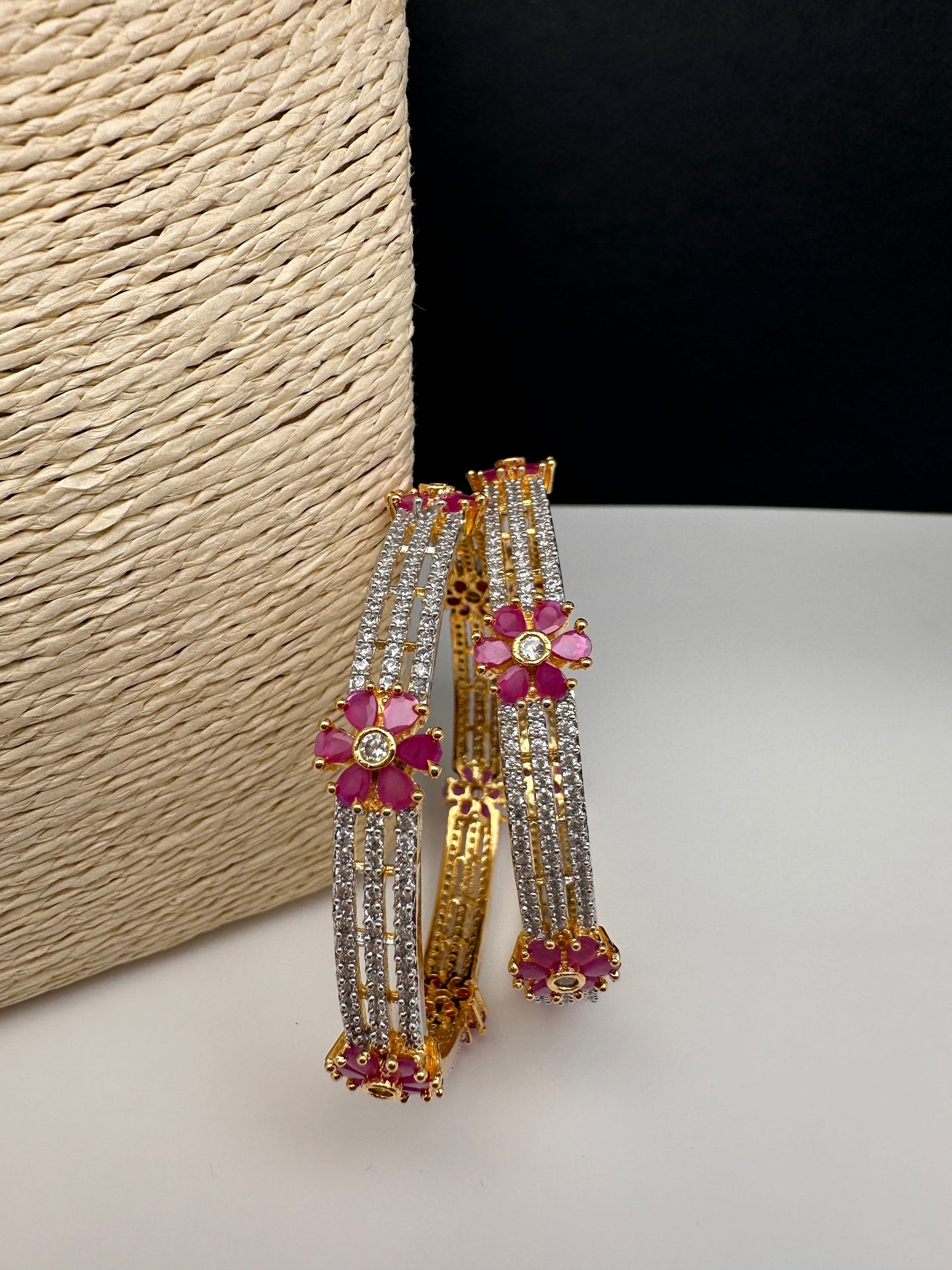 American Diamond Ruby Bangles