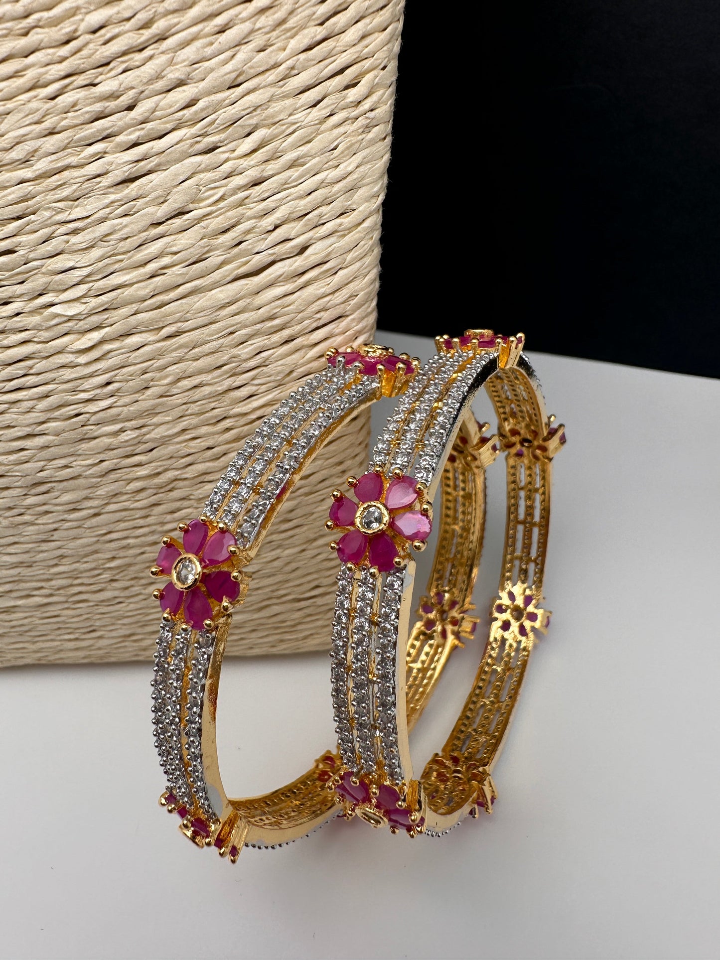 American Diamond Ruby Bangles