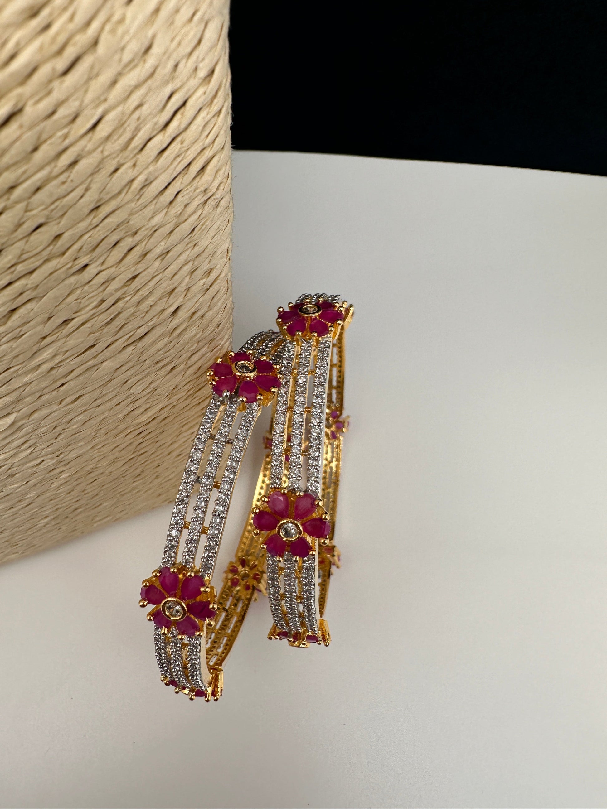 American Diamond Ruby Bangles