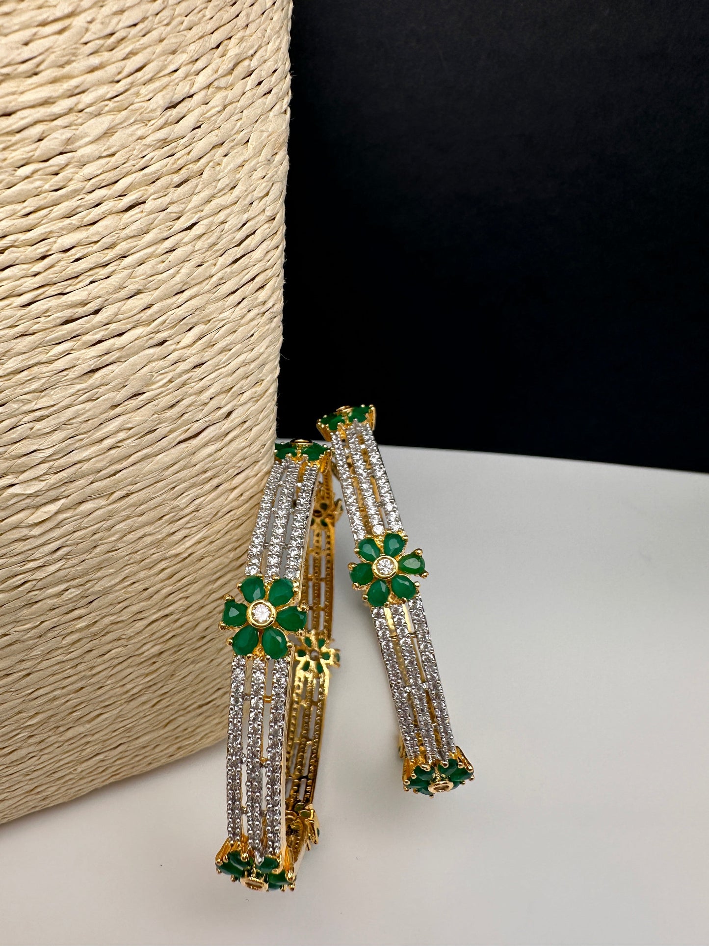 American Diamond Emerald Green Bangles
