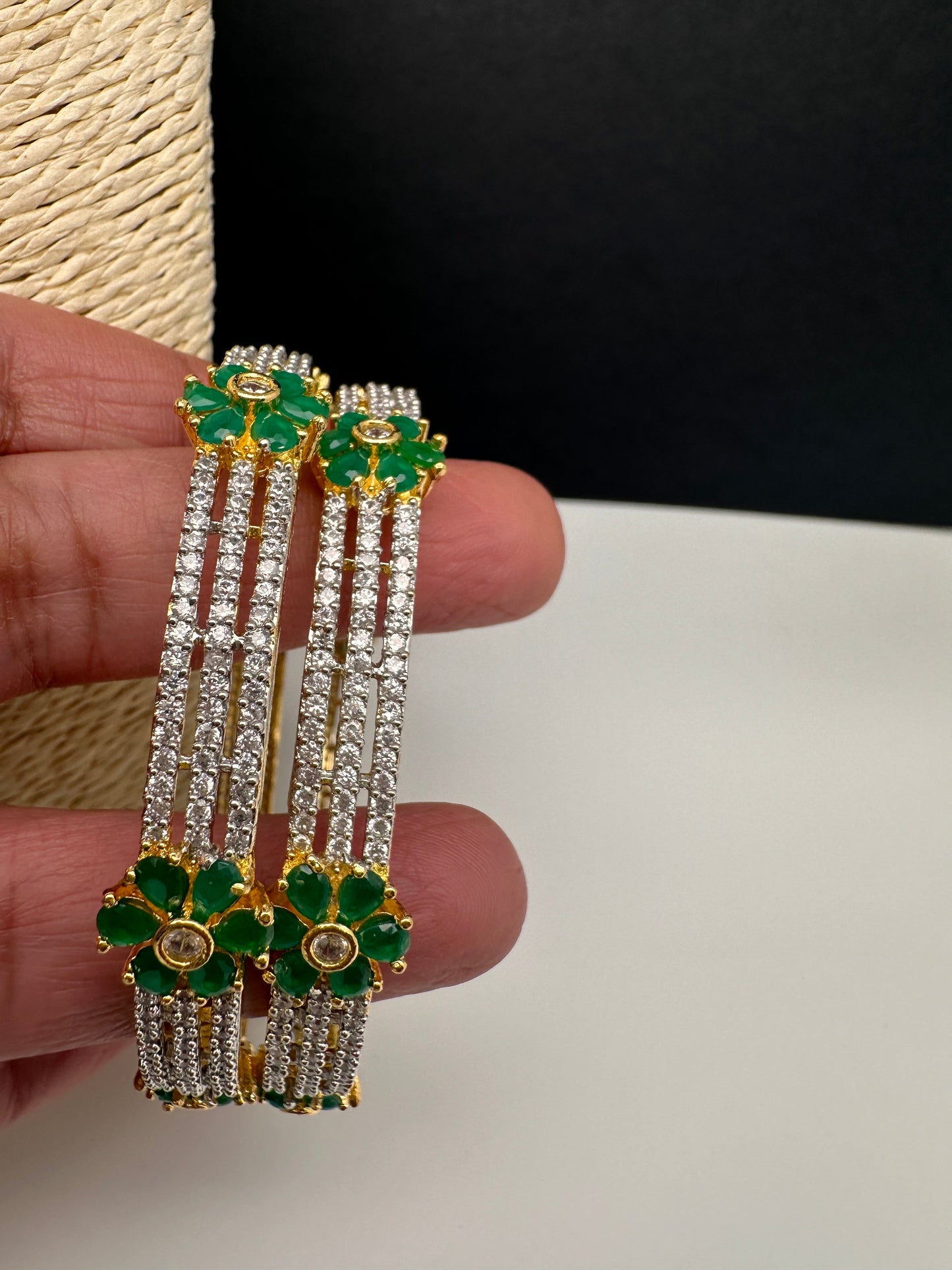 American Diamond Emerald Green Bangles