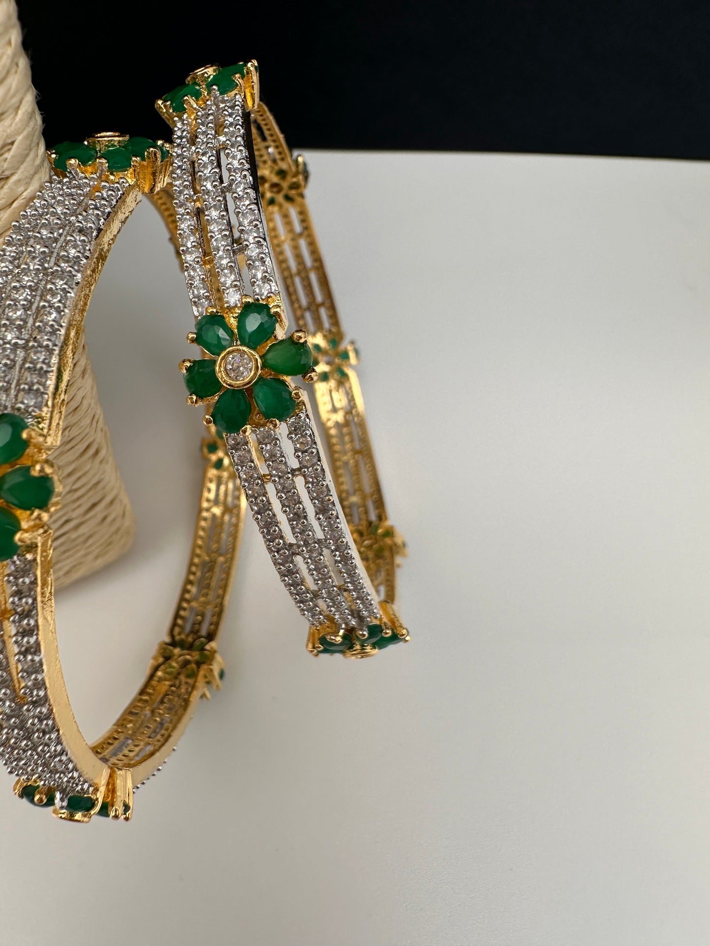 American Diamond Emerald Green Bangles