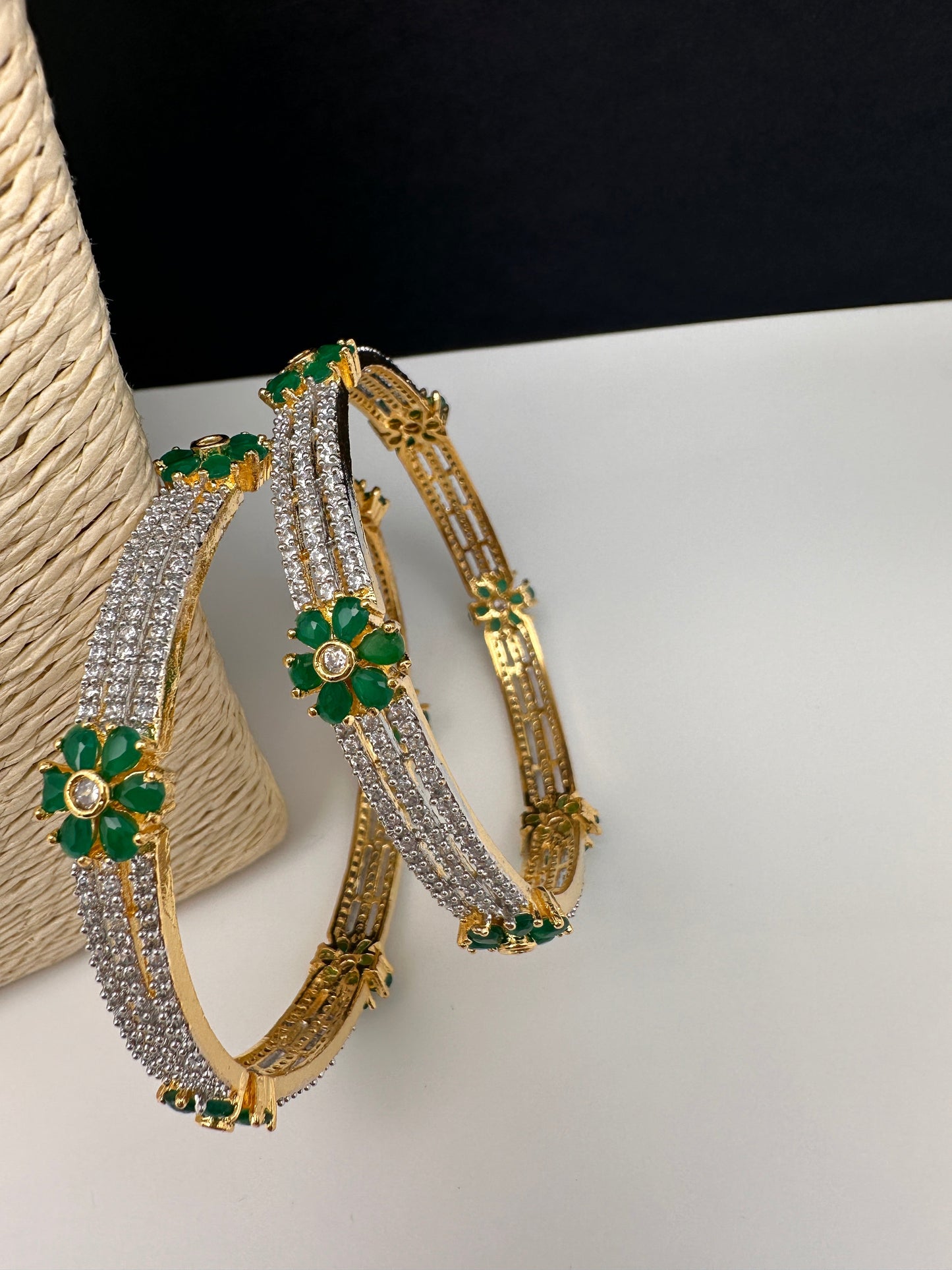 American Diamond Emerald Green Bangles