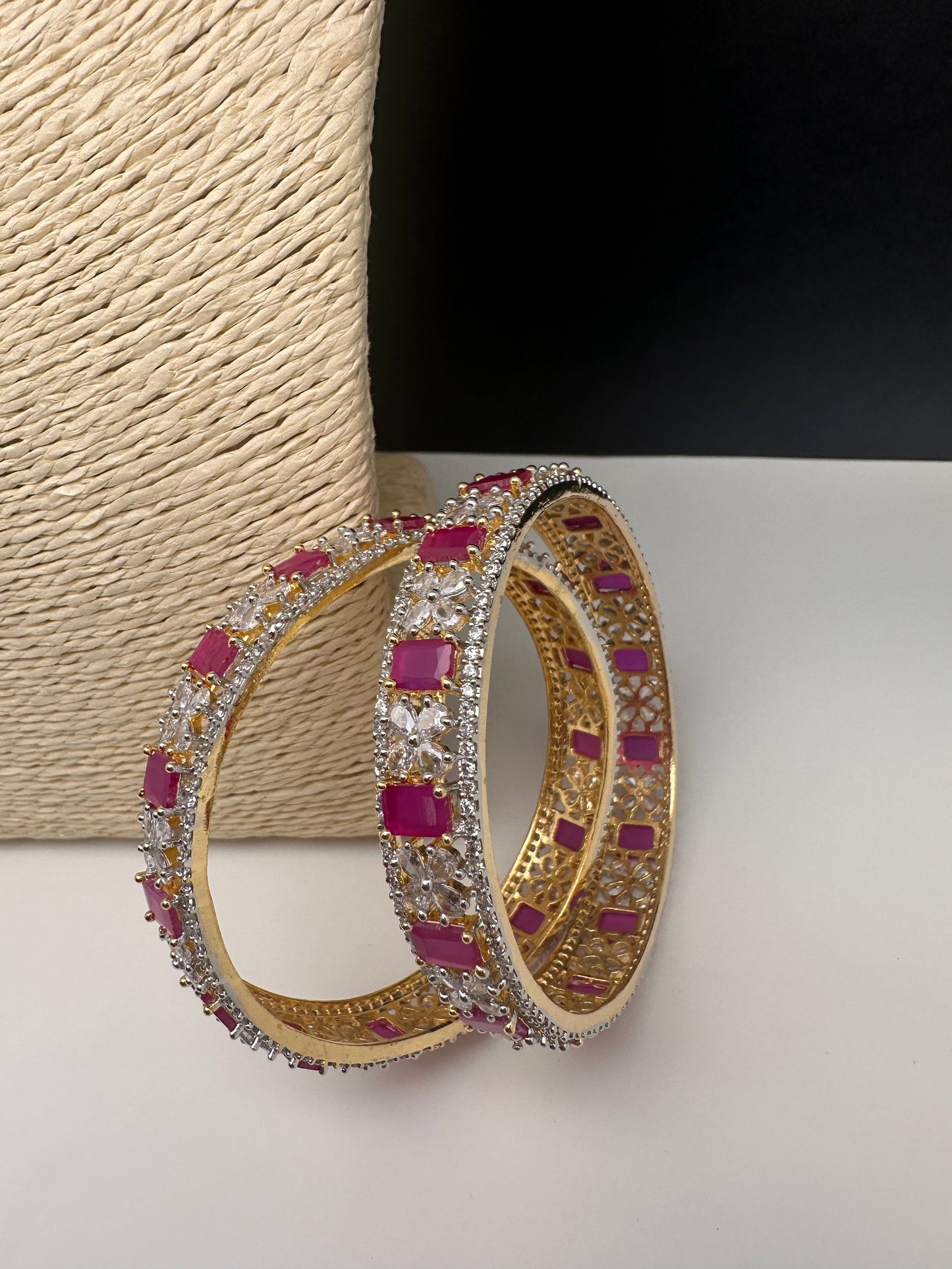 American Diamond Ruby Red Bangles