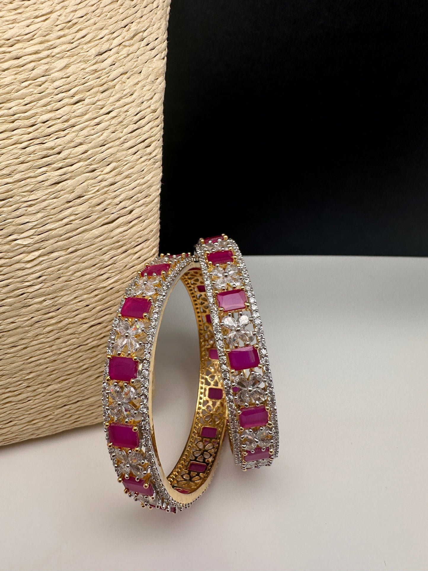American Diamond Ruby Red Bangles