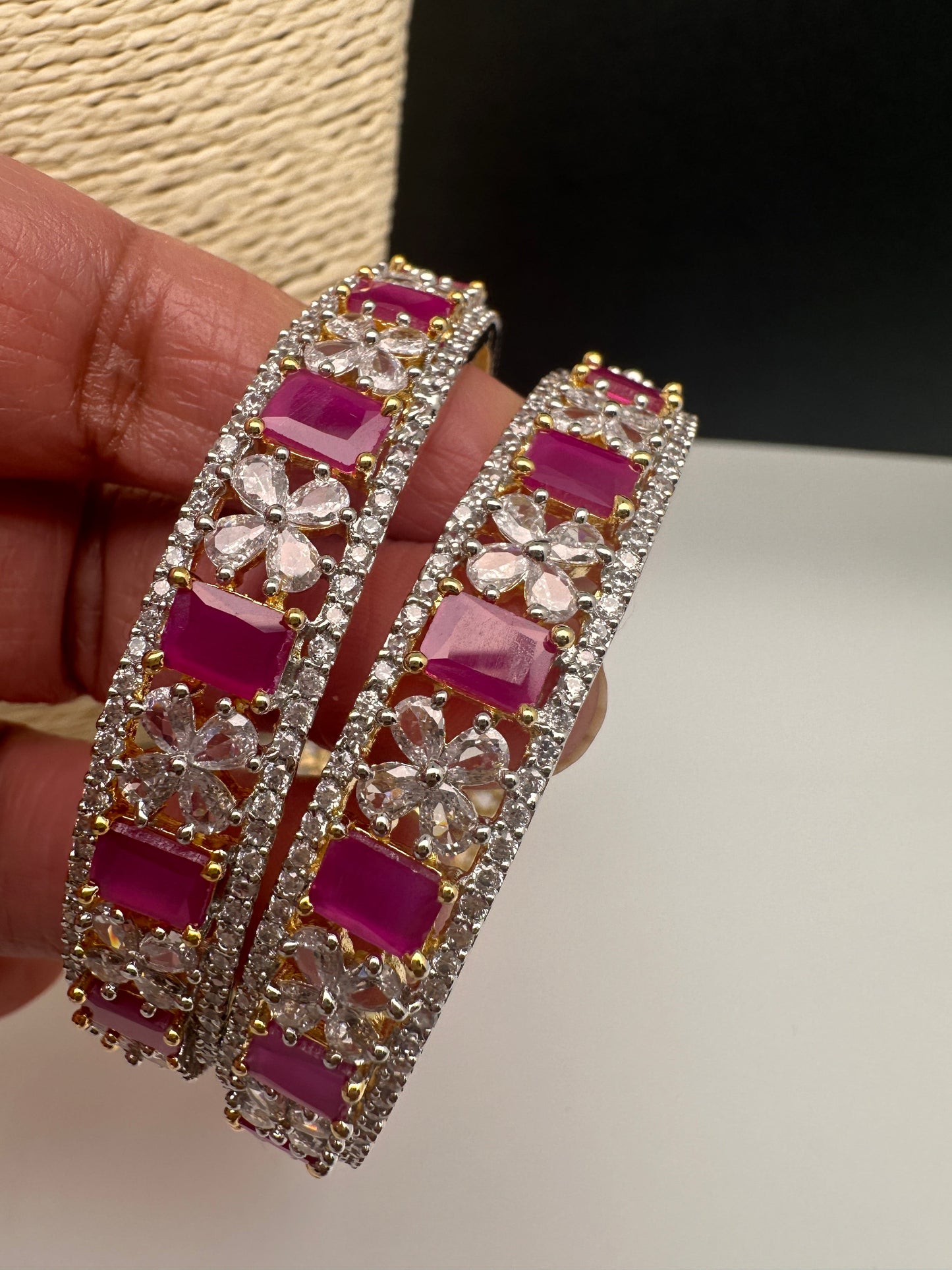 American Diamond Ruby Red Bangles