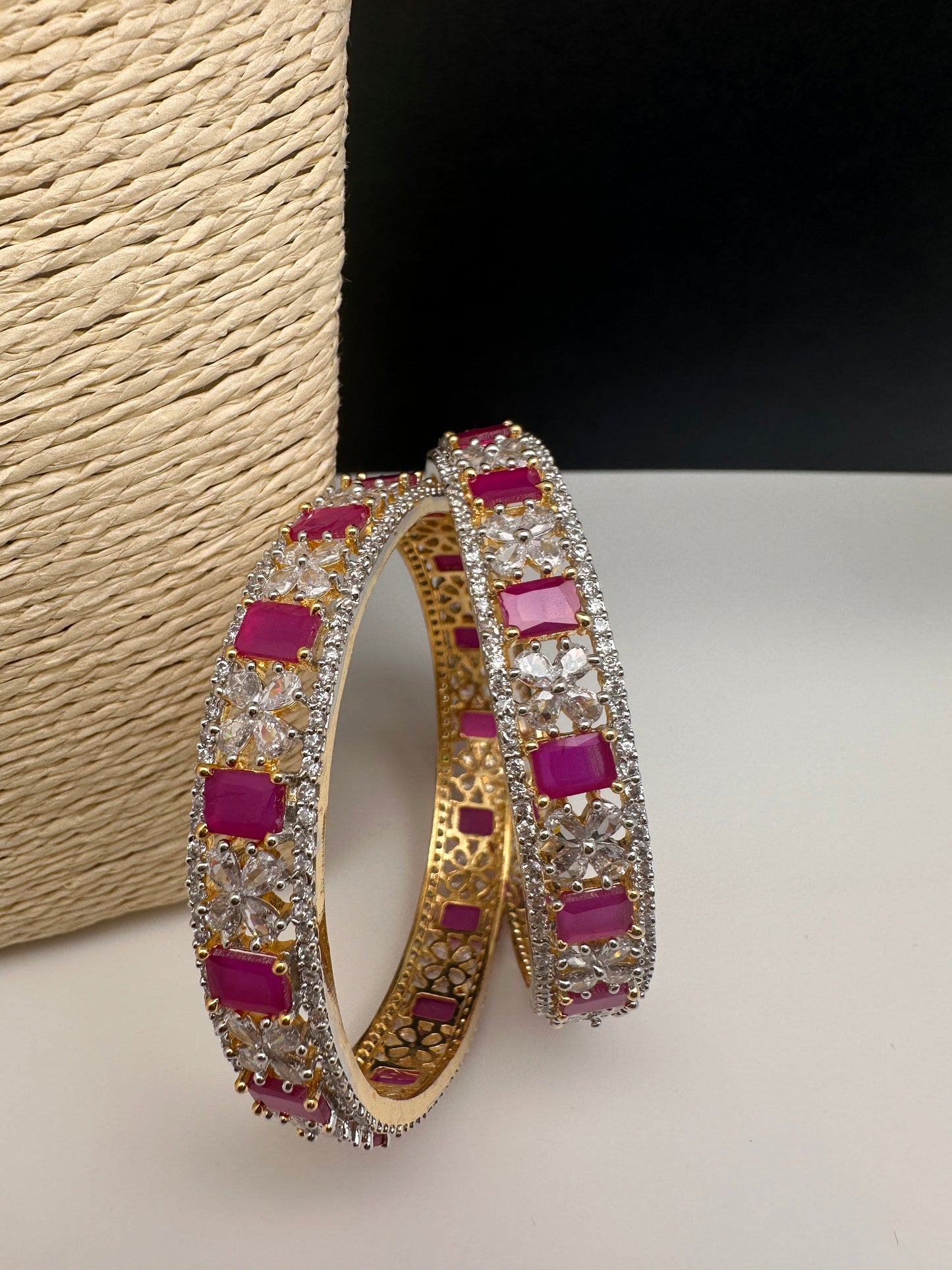 American Diamond Ruby Red Bangles