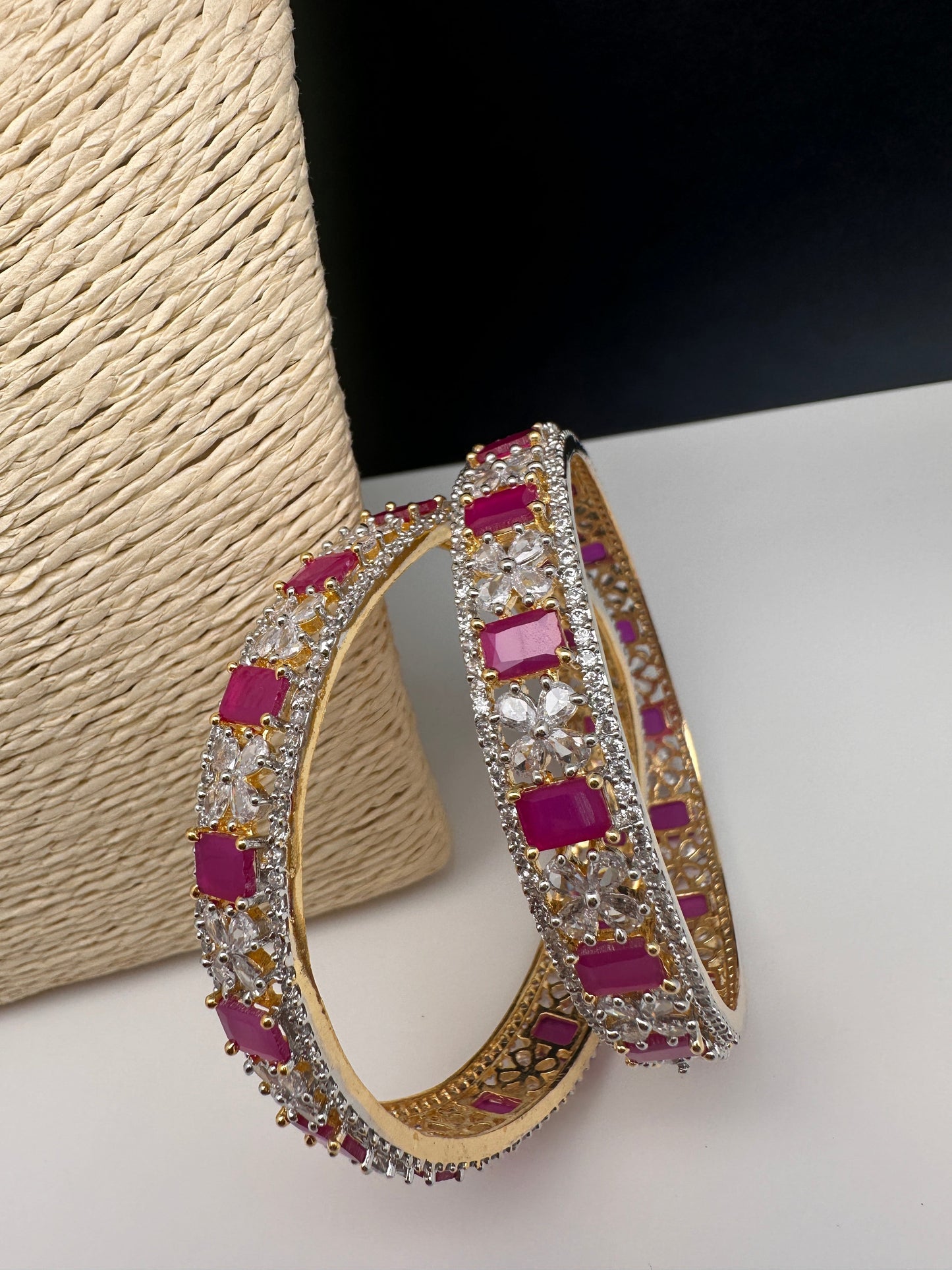 American Diamond Ruby Red Bangles