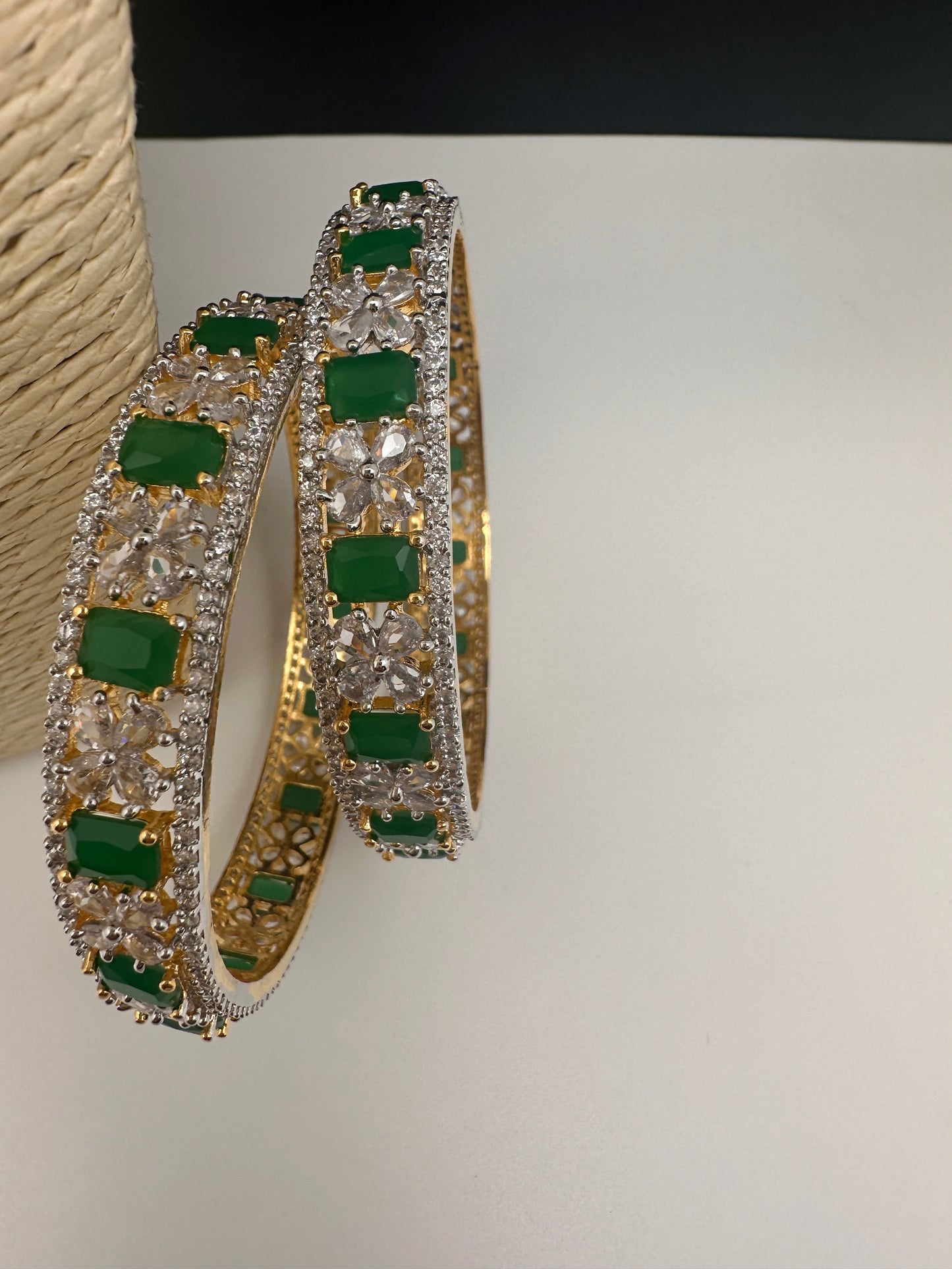 American Diamond Emerald Green Bangles