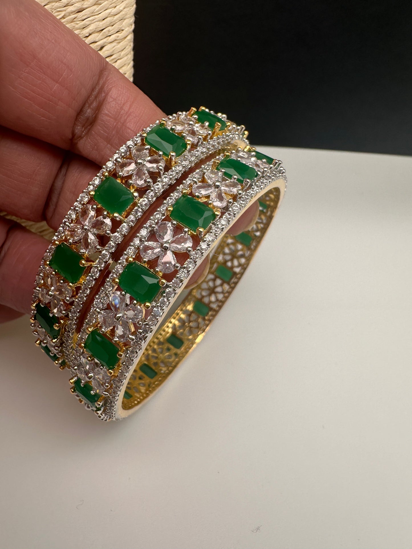 American Diamond Emerald Green Bangles