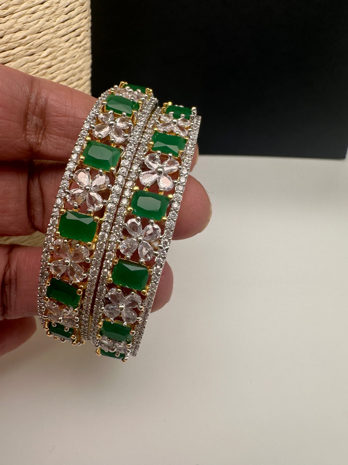 American Diamond Emerald Green Bangles